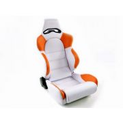 Слика  на Спортски седишта комплет 2 бр. Edition 1 еко кожа бели/портокалови FK Automotive DP001