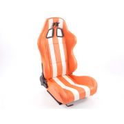 Слика  на Спортски седишта комплет 2 бр. Indianapolis еко кожа портокалови/бели FK Automotive FKRSE010189