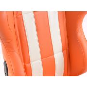 Слика  на Спортски седишта комплет 2 бр. Indianapolis еко кожа портокалови/бели FK Automotive FKRSE010189