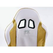 Слика  на Спортски седишта комплет 2 бр. Miami еко кожа бели златни FK Automotive FKRSE010069