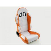 Слика  на Спортски седишта комплет 2 бр. Miami еко кожа бели/портокалови FK Automotive FKRSE010061