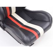 Слика  на Спортски седишта комплет 2 бр. Portland еко кожа црни/бели/црвени / FK Automotive FKRSE011051