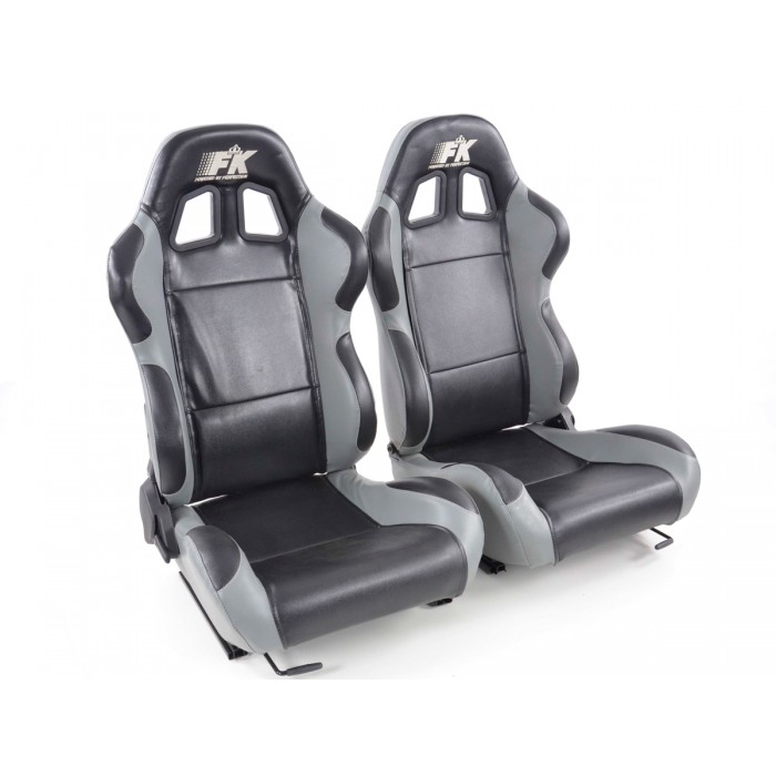 Слика на Спортски седишта комплет 2 бр. Boston еко кожа црни/сиви FK Automotive FKRSE010139 за  Mazda RX-8 (SE17) 1.3 - 200 kоњи бензин