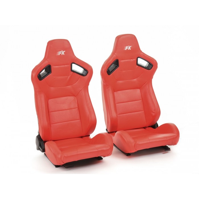 Слика на Спортски седишта комплет 2 бр. Bremen еко кожа црвени црвени конци FK Automotive FKRSE17005 за  Peugeot 208 1.6 HDi - 92 kоњи дизел