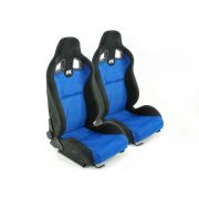 Слика на Спортски седишта комплет 2 бр. Columbus еко кожа плави/црни FK Automotive FKRSE011047