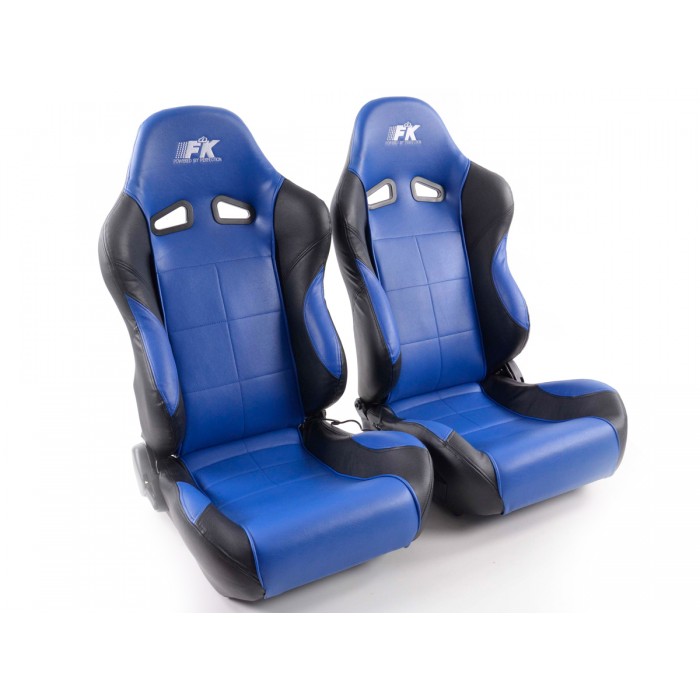 Слика на Спортски седишта комплет 2 бр. Comfort еко кожа плави/црни FK Automotive FKRSE893/894
