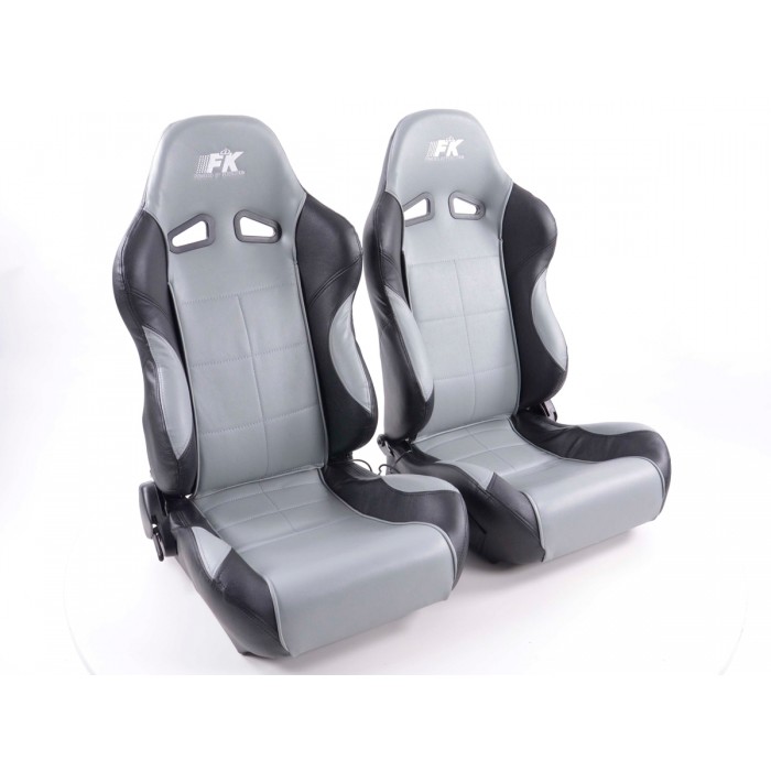 Слика на Спортски седишта комплет 2 бр. Comfort еко кожа сиви/црни FK Automotive FKRSE891/892