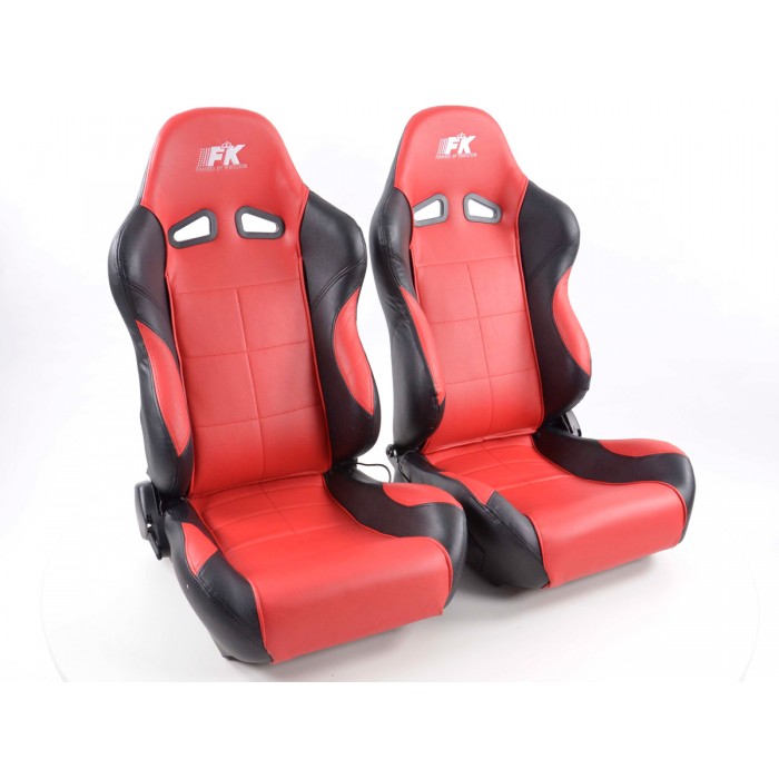 Слика на Спортски седишта комплет 2 бр. Comfort еко кожа црвени /црни FK Automotive FKRSE895/896