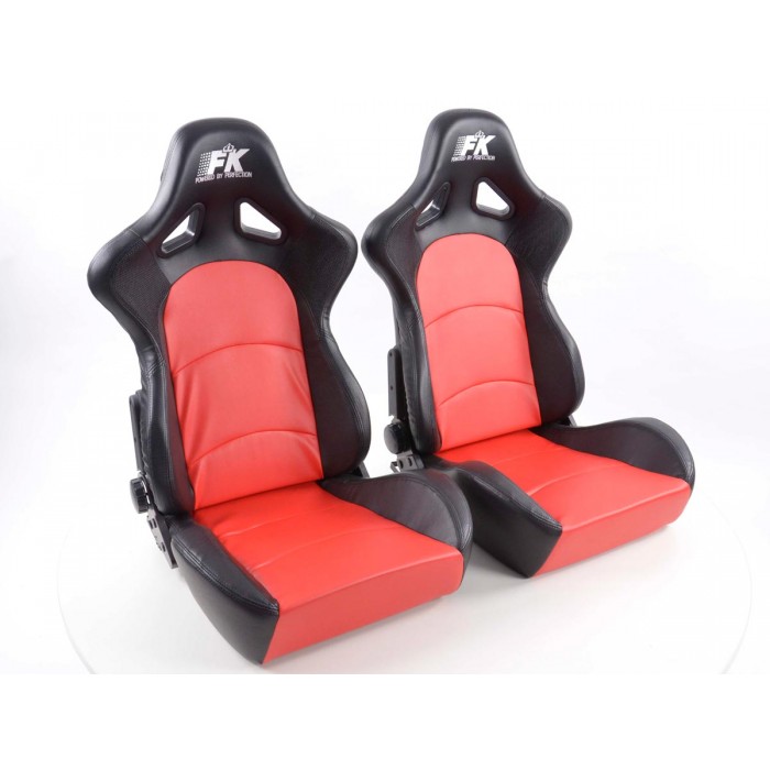 Слика на Спортски седишта комплет 2 бр. Control еко кожа црвени /црни FK Automotive FKRSE415-1/415-2