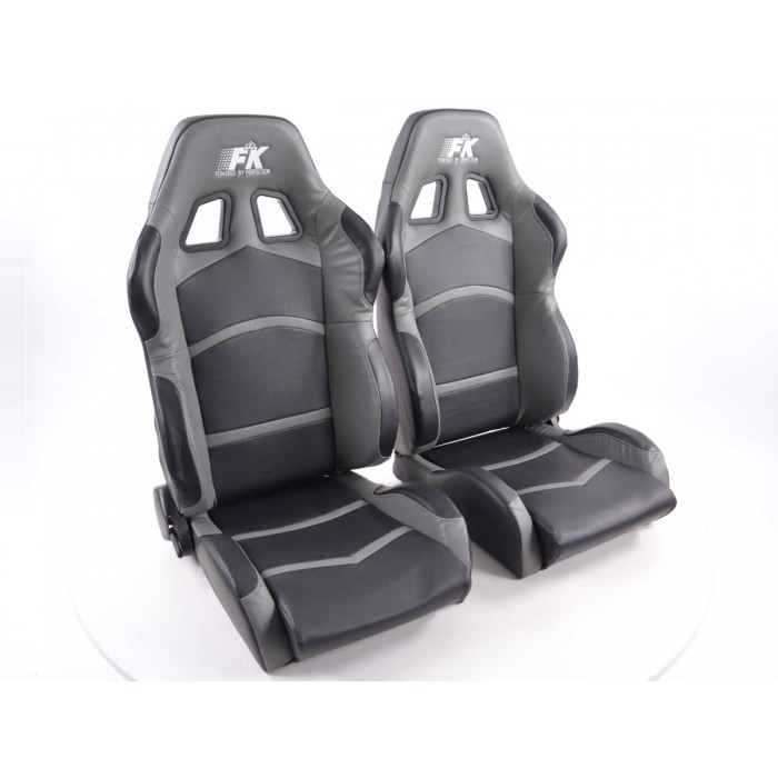 Слика на Спортски седишта комплет 2 бр. Cyberstar еко кожа црни/сиви FK Automotive FKRSE649/651 за  Jaguar XE (x760) 2.0 - 241 kоњи бензин