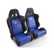 Слика на Спортски седишта комплет 2 бр. Dallas еко кожа плави/црни шев плави FK Automotive FKRSE010103