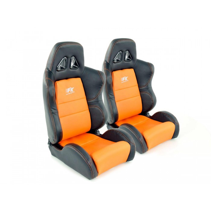 Слика на Спортски седишта комплет 2 бр. Dallas еко кожа портокалови/црни шев портокалови FK Automotive FKRSE010107