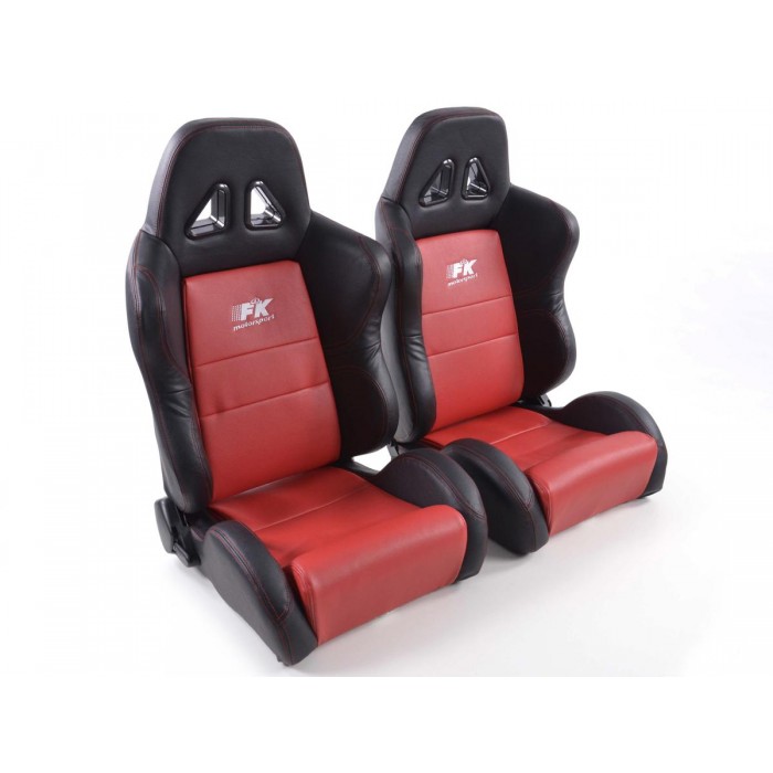 Слика на Спортски седишта комплет 2 бр. Dallas еко кожа црвени /црни шев црвени / FK Automotive FKRSE010109 за  Jaguar S-Type Saloon (CCX) 3.0 V6 - 238 kоњи бензин