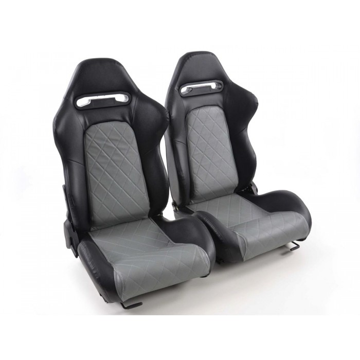Слика на Спортски седишта комплет 2 бр. Detroit еко кожа црни/сиви FK Automotive FKRSE011003 за  Opel Adam 1.0 - 90 kоњи бензин