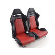 Слика на Спортски седишта комплет 2 бр. Detroit еко кожа црни/црвени / FK Automotive FKRSE011007