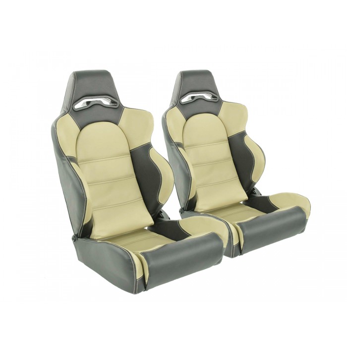 Слика на Спортски седишта комплет 2 бр. Edition 1 еко кожа бежови/црни FK Automotive DP009 за   CHRYSLER SARATOGA 2.5 - 98 kоњи бензин