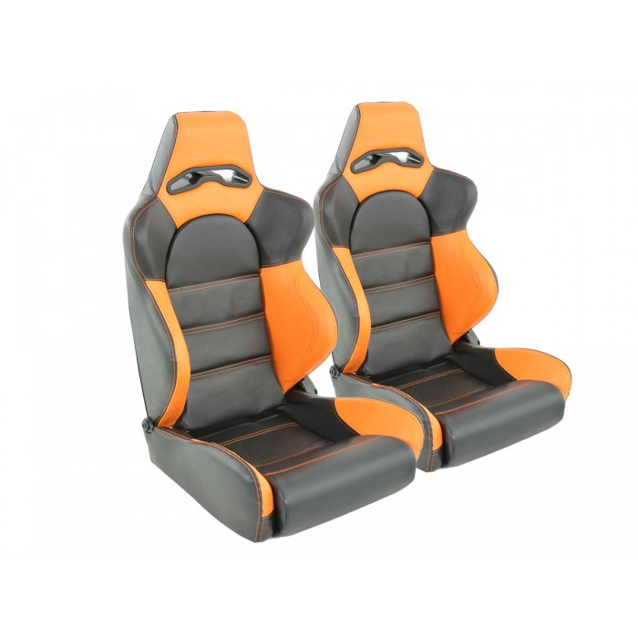 Слика на Спортски седишта комплет 2 бр. Edition 1 еко кожа црни/портокалови FK Automotive DP003 за  Alfa Romeo Arna (920) 1.3 TI (920.A1B) - 86 kоњи бензин