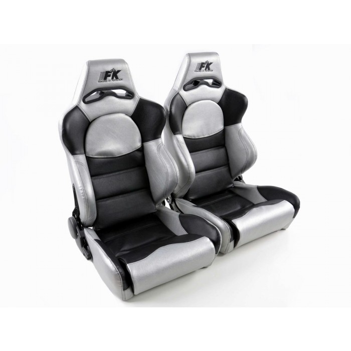 Слика на Спортски седишта комплет 2 бр. Edition 1 еко кожа црни/сребрени FK Automotive FKRSE010013