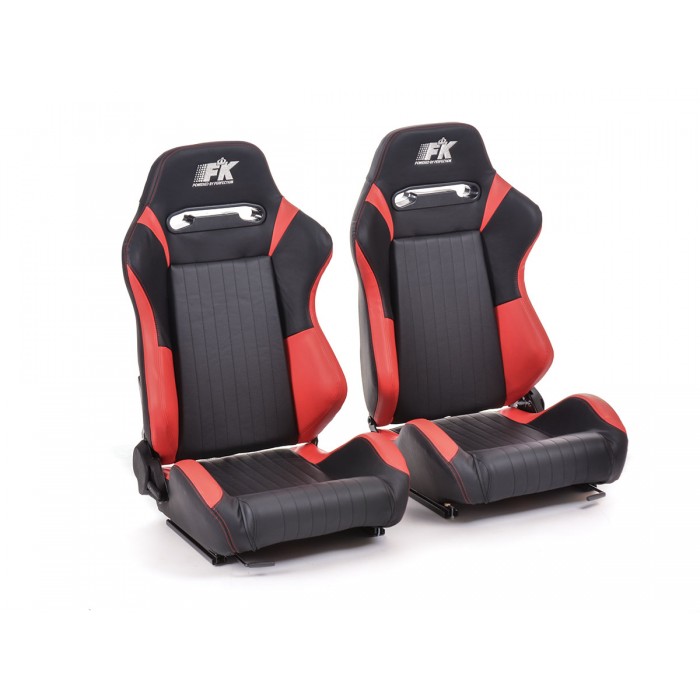 Слика на Спортски седишта комплет 2 бр. Frankfurt еко кожа црни/црвени FK Automotive FKRSE17011