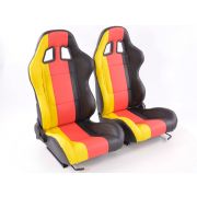 Слика на Спортски седишта комплет 2 бр. Germany еко кожа црни/црвени //жолти FK Automotive FKRSE12051