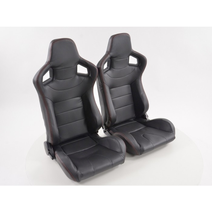 Слика на Спортски седишта комплет 2 бр. Halbschalensitz Carbon еко кожа црни FK Automotive FKRSE14909 за  MG MGF (RD) 1.8 i 16V - 120 kоњи бензин