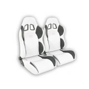 Слика на Спортски седишта комплет 2 бр. Houston еко кожа бели/црни шев бели FK Automotive FKRSE010043