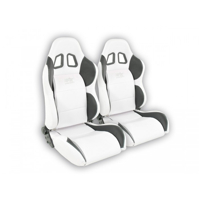 Слика на Спортски седишта комплет 2 бр. Houston еко кожа бели/црни шев бели FK Automotive FKRSE010043 за  Alfa Romeo 75 (162b) 3.0 V6 (162.B6C) - 192 kоњи бензин