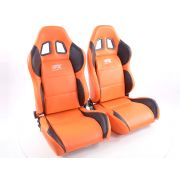 Слика на Спортски седишта комплет 2 бр. Houston еко кожа портокалови/црни шев портокалови FK Automotive FKRSE010045