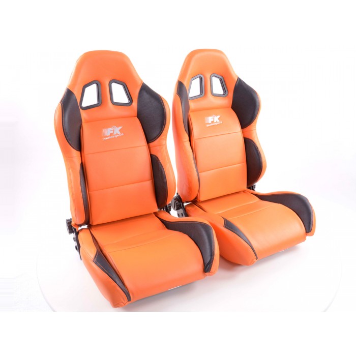 Слика на Спортски седишта комплет 2 бр. Houston еко кожа портокалови/црни шев портокалови FK Automotive FKRSE010045 за  Jaguar F-Pace (X761) 2.0 D - 180 kоњи дизел
