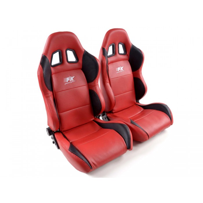 Слика на Спортски седишта комплет 2 бр. Houston еко кожа црвени /црни шев црвени / FK Automotive FKRSE010053 за  Alfa Romeo GTV (916C) 3.0 V6 24V (916.C1) - 220 kоњи бензин