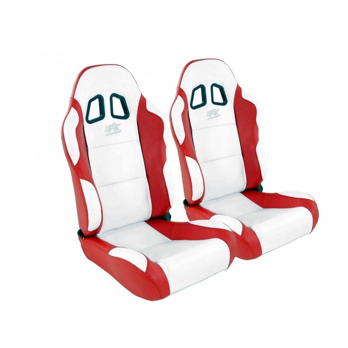 Слика на Спортски седишта комплет 2 бр. Miami еко кожа бели/црвени FK Automotive FKRSE010067 за  Opel Calibra A 2.5 i V6 - 170 kоњи бензин