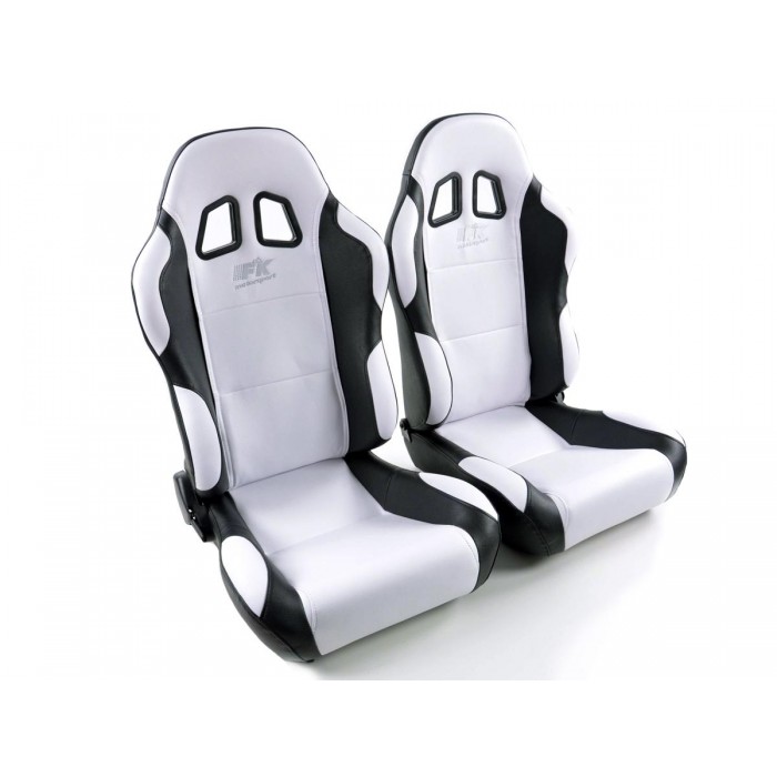 Слика на Спортски седишта комплет 2 бр. Miami еко кожа бели/црни FK Automotive FKRSE010065 за  Opel Sintra 3.0 i 24V - 201 kоњи бензин