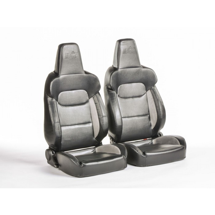 Слика на Спортски седишта комплет 2 бр. München еко кожа црни/сиви FK Automotive FKRSE18045 за  Hyundai ix20 (JC) 1.4 - 90 kоњи бензин