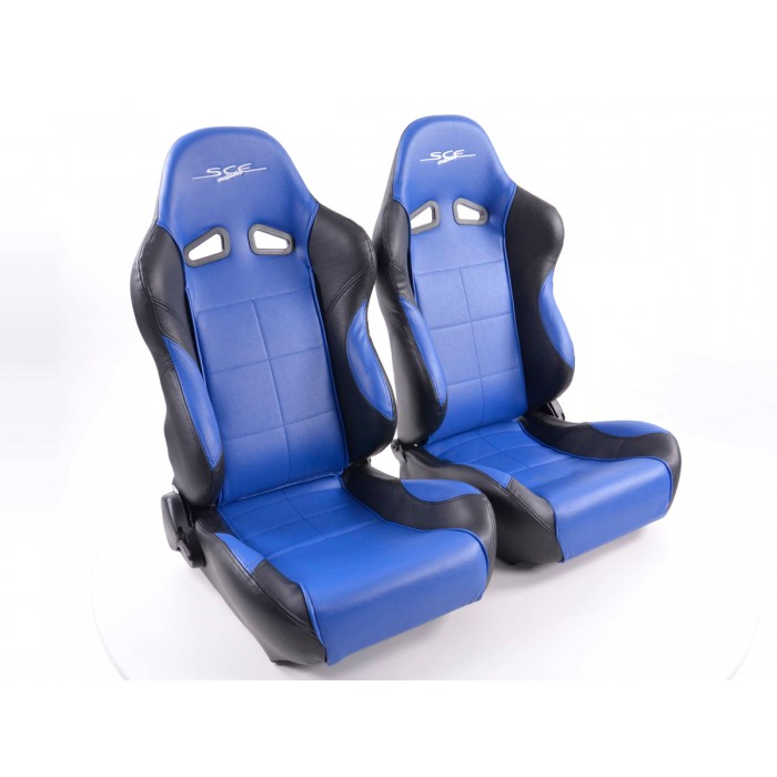 Слика на Спортски седишта комплет 2 бр. SCE-Sportive 1 еко кожа плави/црни FK Automotive SCERSE105/106