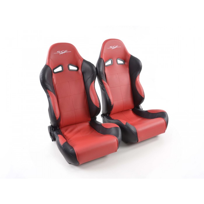 Слика на Спортски седишта комплет 2 бр. SCE-Sportive 1 еко кожа црвени /црни FK Automotive SCERSE107/108 за  BMW X3 E83 3.0 d - 204 kоњи дизел