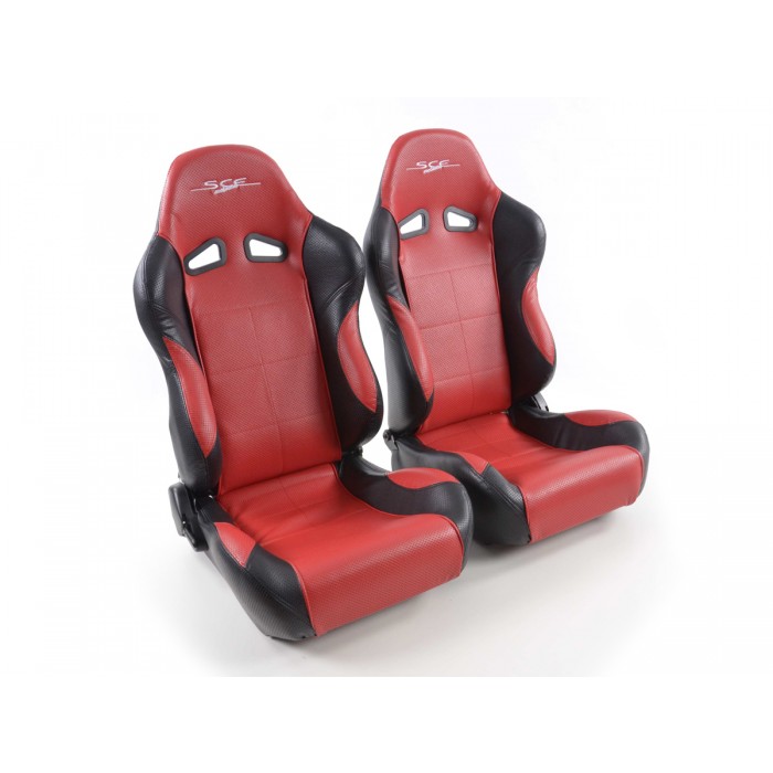Слика на Спортски седишта комплет 2 бр. SCE-Sportive 2 еко кожа црвени /црни FK Automotive SCERSE117-118