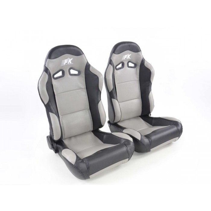 Слика на Спортски седишта комплет 2 бр. Spacelook Carbon еко кожа сиви/црни FK Automotive FKRSE805/806