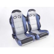 Слика на Спортски седишта комплет 2 бр. Spacelook Carbon еко кожа сребрени/плави/црни FK Automotive FKRSE821/822