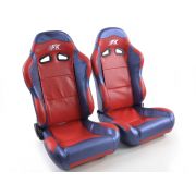 Слика на Спортски седишта комплет 2 бр. Spacelook Carbon еко кожа црвени /плави FK Automotive FKRSE811/812