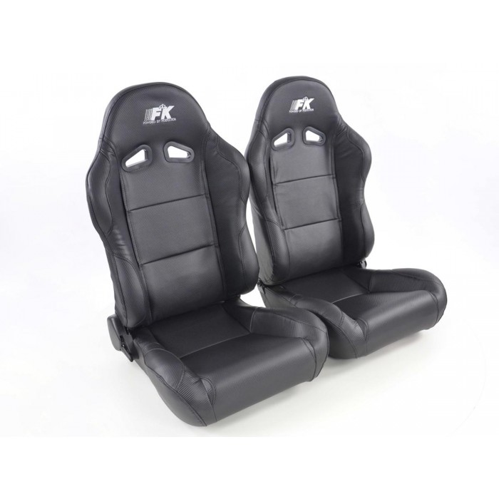 Слика на Спортски седишта комплет 2 бр. Spacelook Carbon еко кожа црни FK Automotive FKRSE817/818