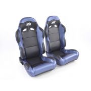 Слика на Спортски седишта комплет 2 бр. Spacelook Carbon еко кожа црни/плави FK Automotive FKRSE809/810