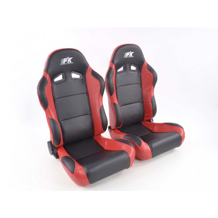 Слика на Спортски седишта комплет 2 бр. Spacelook Carbon еко кожа црни/црвени / FK Automotive FKRSE807/808
