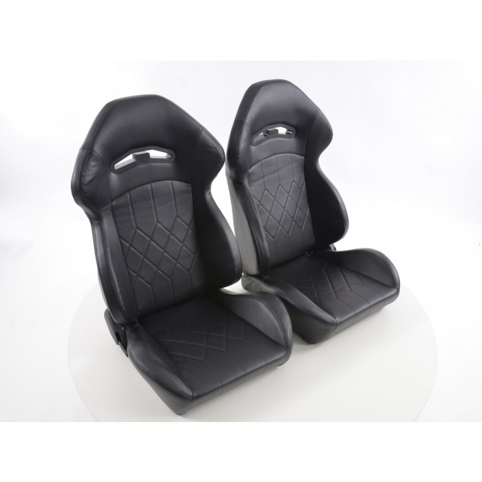 Слика на Спортски седишта комплет 2 бр. еко кожа црни со подгрев и масажер FK Automotive FKRSE14043-M