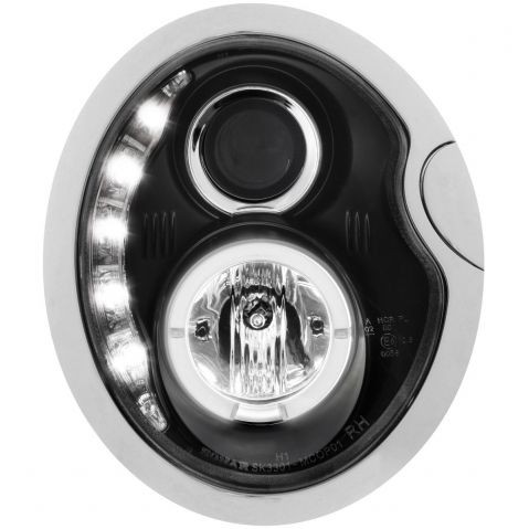 Слика на Тунинг фарови DAYLINE MINI (02-04) - црни AP SWM01GXB за  Mini Countryman (R60) Cooper - 120 kоњи бензин